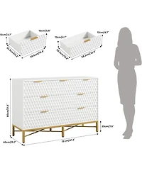 gaomon 7-Drawer Modern White Dresser, Deep Drawers, Wide Top, Long Wooden Chest for Bedroom, Closet, Living Room, Hallway