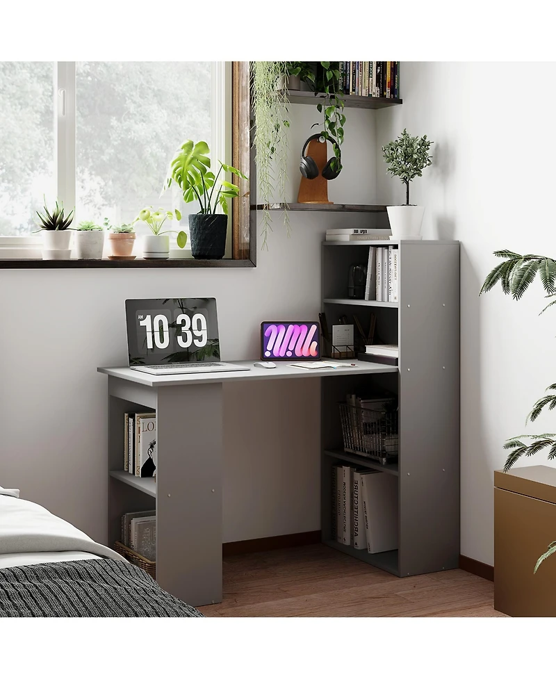 Homcom 47" Home Office Computer Desk with 6-Tier Shelves,