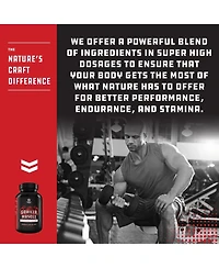 Nature's Craft Testosterone Booster for Men Libido, Nature's Craft, Gorilla Muscle for Fitness & Exercise, 60 Capsules