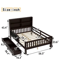 Streamdale Furniture Full Platform Bed with Chalkboard, Storage, Shelves, Espresso