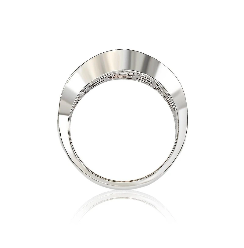 Suzy Levian Sterling Silver Cubic Zirconia Large Curvy Brown Ring