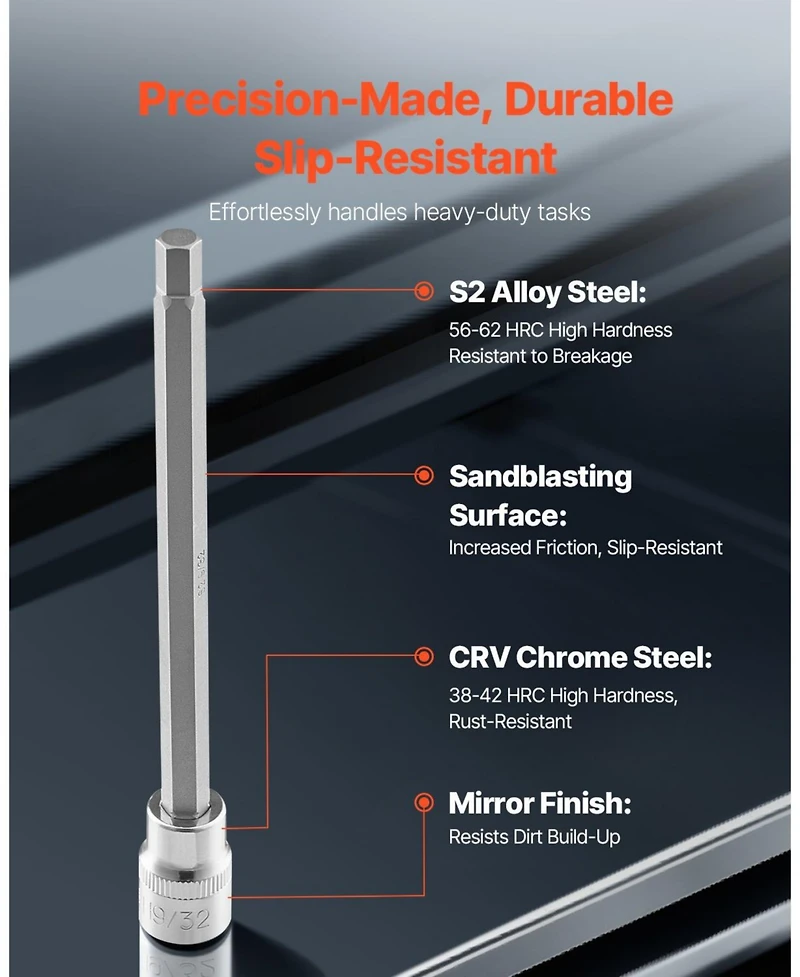 Sugfit 18-Piece Extra Long Allen Hex Bit Set for Hard-to-Reach Applications