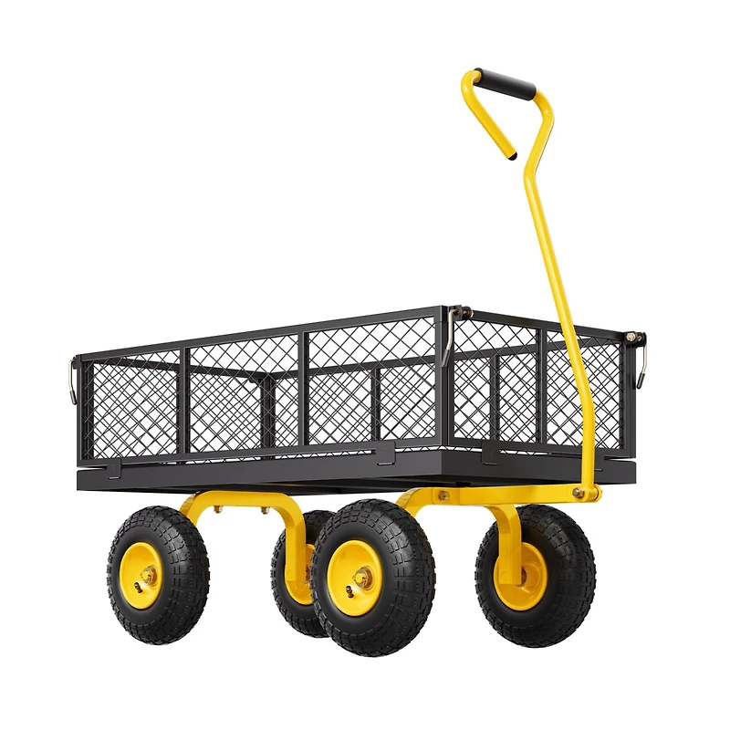 Sugfit 900 lbs Steel Garden Cart with Convertible Mesh Sides