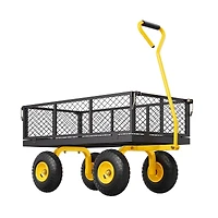 Sugfit 900 lbs Steel Garden Cart with Convertible Mesh Sides