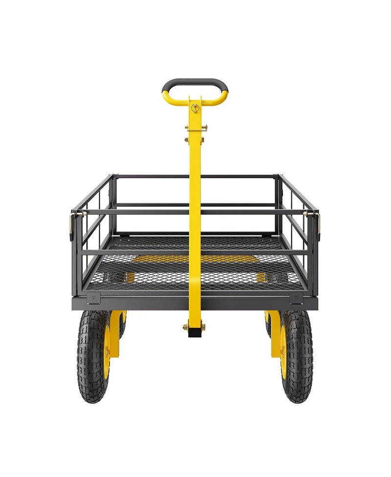 Sugift 1200 lb Heavy-Duty Steel Garden Cart with 13" All-Terrain Tires & Convertible Mesh Sides