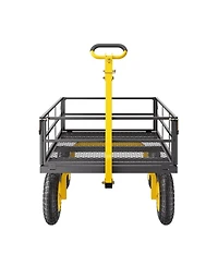 Sugift 1200 lb Heavy-Duty Steel Garden Cart with 13" All-Terrain Tires & Convertible Mesh Sides