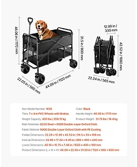 Sugift 400L Double Decker Collapsible Wagon with Extended Handle & 450 lb Weight Capacity