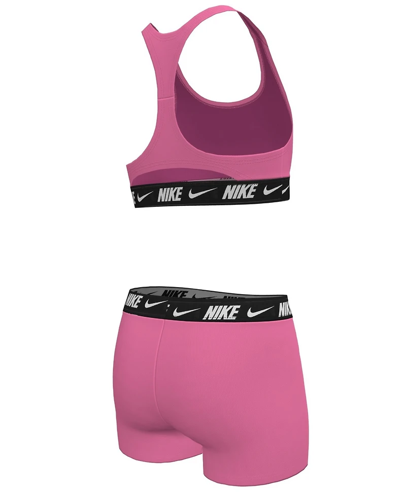 Nike Girls' 7-16 Racerback Swim Bikini Top and Shorts, 2-Piece Set