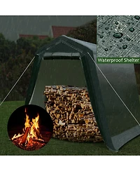 Givimo Outdoor Carport Shed with Sidewalls and Waterproof Ripstop Cover-6 x 8 ft