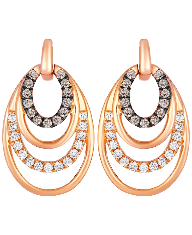 Le Vian Chocolate Diamond (0.36 ct. t.w.) & Vanilla Diamond (0.40 ct. t.w.) Drop Earrings in 14k Strawberry Gold