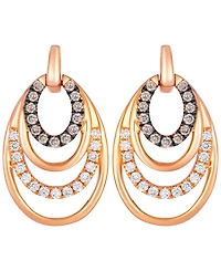 Le Vian Chocolate Diamond (0.36 ct. t.w.) & Vanilla Diamond (0.40 ct. t.w.) Drop Earrings in 14k Strawberry Gold