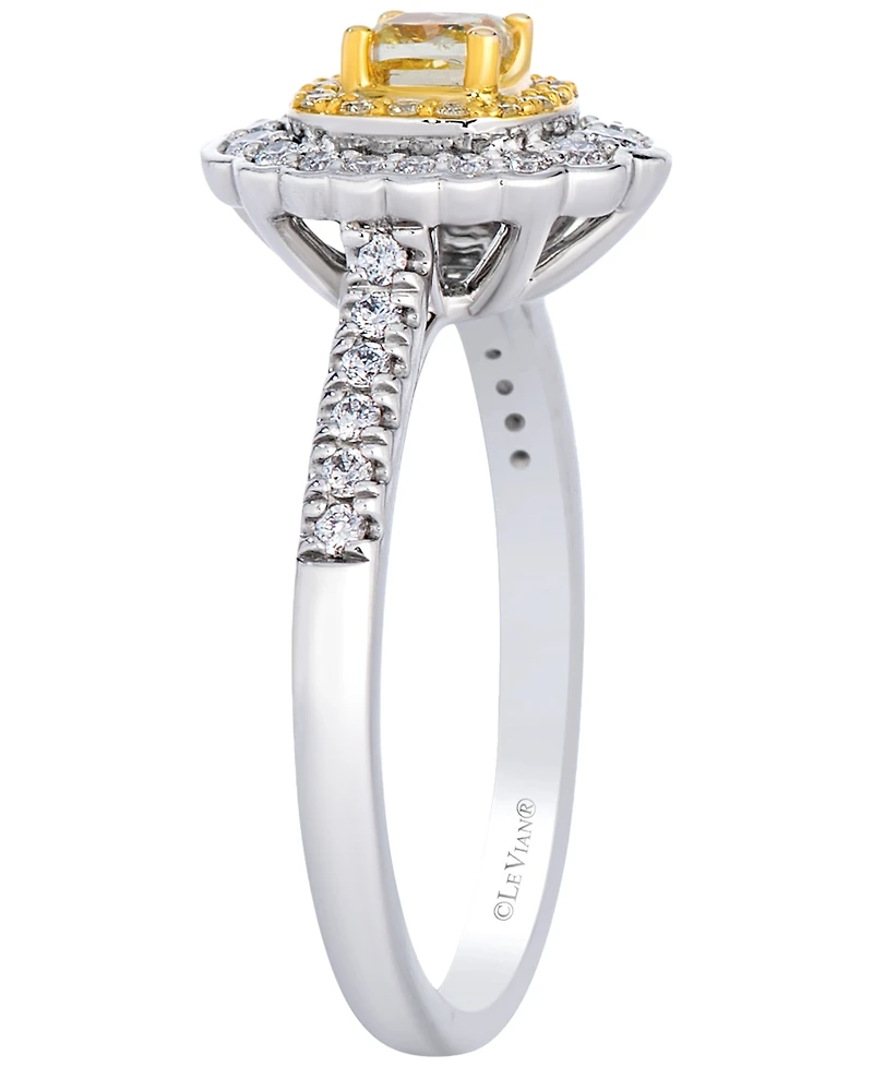 Le Vian Fancy Light Yellow Diamond (0.37 ct. t.w.) & Vanilla Diamond (0.29 ct. t.w.) Couture Ring in Platinum