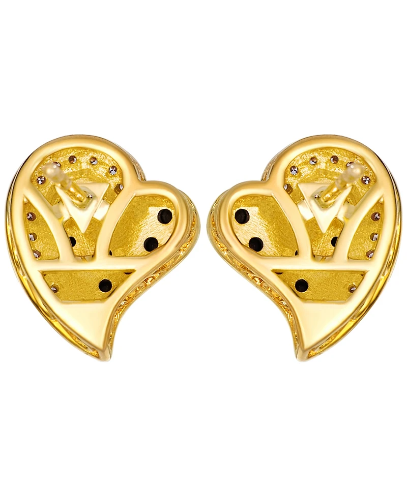 Le Vian Blackberry (0.26 ct. t.w.) and Vanilla (0.13 ct. t.w.) Diamond Heart Shaped Stud Earrings in 14k Honey Gold
