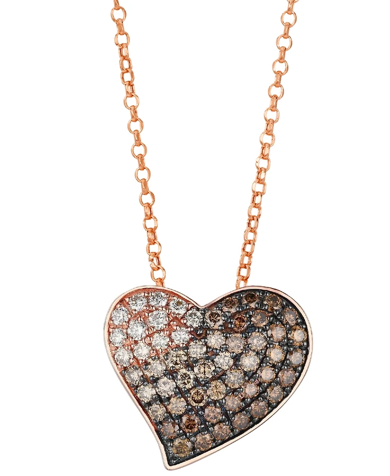 Le Vian Chocolate Ombre Diamond Pendant Necklace (1 ct. t.w.) in 14k Strawberry Gold