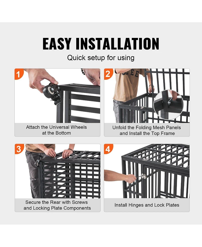 Cozito 42" Heavy-Duty 3-Door Dog Crate with Wheels