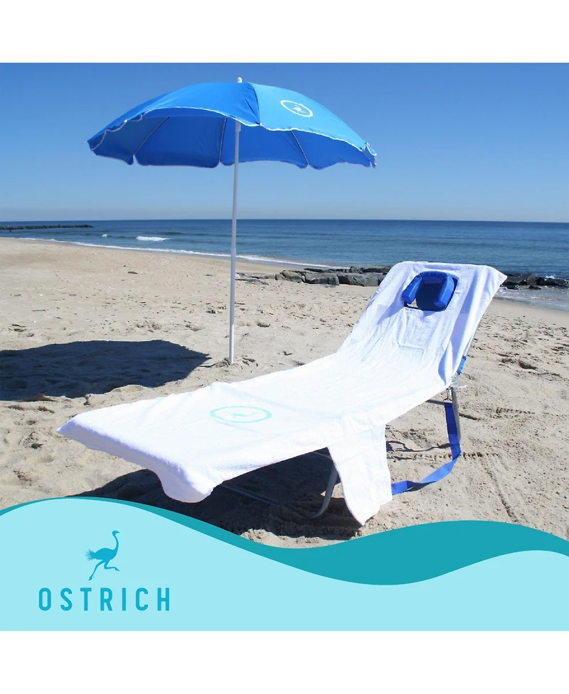 Ostrich Chaise Lounge, Facedown Beach Camping Pool Tanning Chair, Ocean Blue