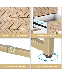 Tribesigns 3 Drawers Nightstand, with Metal Legs for Bedroom