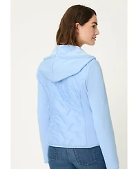 Olsen Women's Mixed Media Jacket with Hood