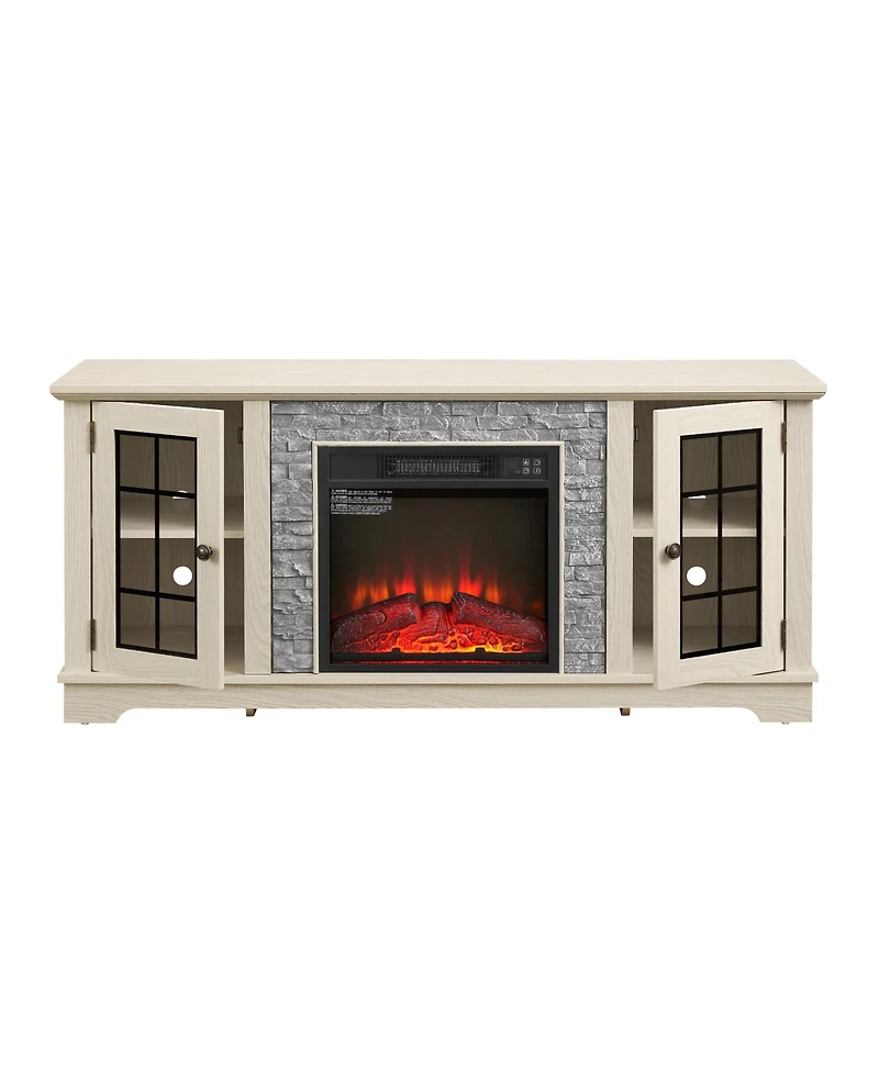 sumyeg 2-Door Storage Cabinet with Electric Fireplace Console
