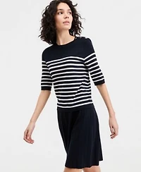 Nautica Half Sleeve Sweater Pleated Skirt