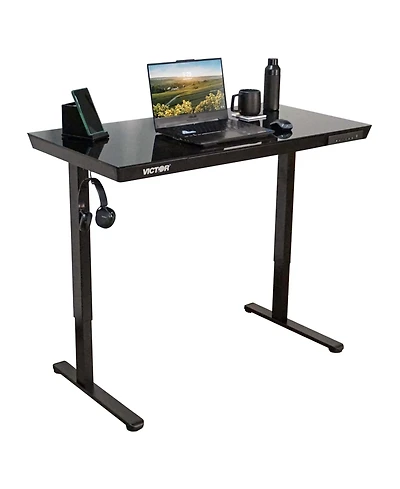 Victor Hi Rise Standing Desk with Drawer, Glass Top, 48x24" Desk