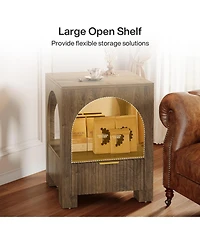 Tribesigns 2-Tier Wood Farmhouse Night Stand, with Open Shelf