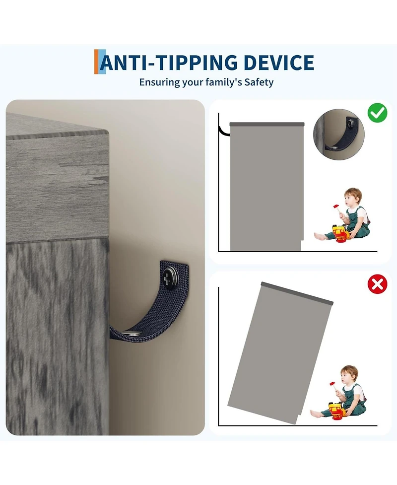 gaomon 4-Drawer Modern Wood Dresser with Wardrobe Closet, Hanging Rod Storage Cabinet for Bedroom, Multifunctional Armoire Organizer