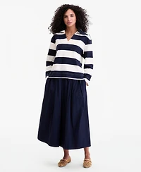 On 34th Women's Striped Interlock Knit Sailor Collar Top, Macy's Exclusive