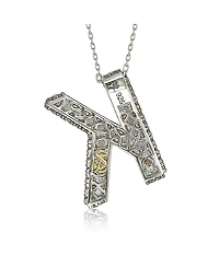Suzy Levian New York Sterling Silver Sapphire 3-d Letter "Z" Initial Pendant