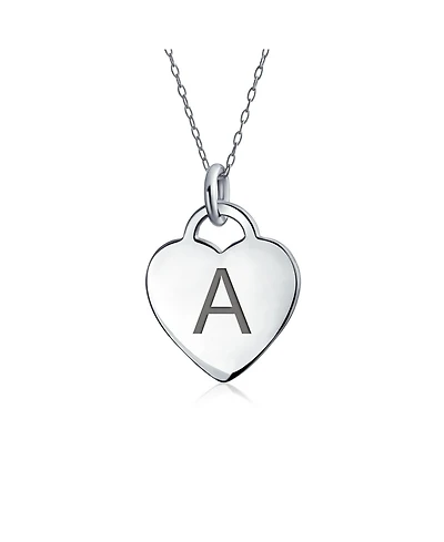 Bling Jewelry Tiny Minimalist Heart Shape A-z Initial Pendant Necklace Sterling Silver