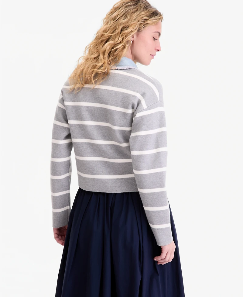 On 34th Women's Denim-Trim Striped Cardigan Jacket, Macy's Exclusive