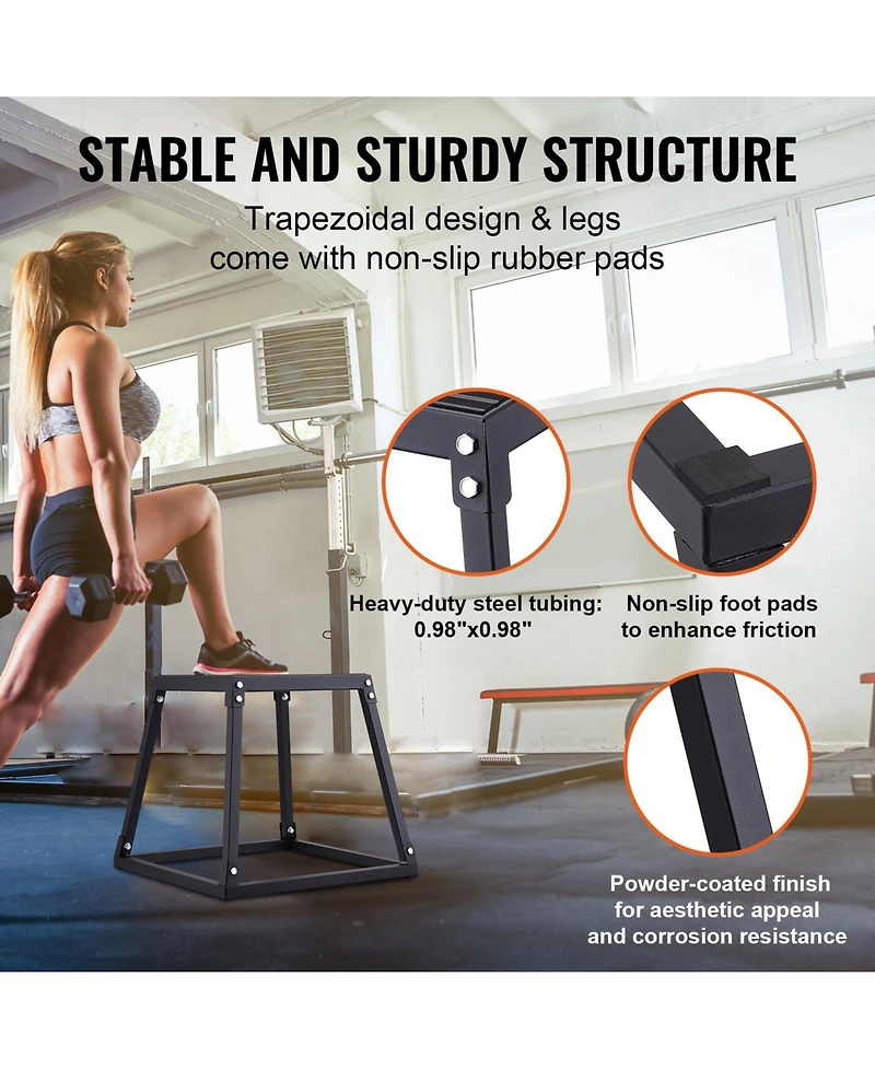 Sugift Plyo Jump Box Set 12/18/24" Agility Training Box Black