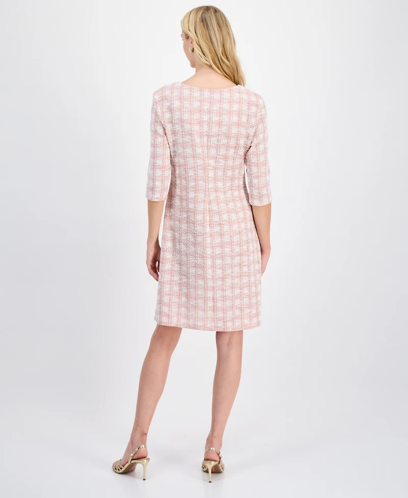 Connected Women's Boucle Tweed 3/4-Sleeve Dress