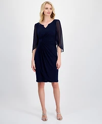 Connected Women's Cape-Sleeve Trimmed-Neck Sheath Dress