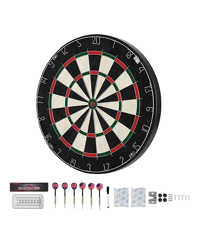 Sugift Dartboard Set with 6 Darts and Score Kit 17.7" Self-Healing Sisal Board
