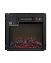 sumyeg 18" Electric Fireplace Insert Ultra-Thin Heater with Realistic Log & Flame Remote Control Included