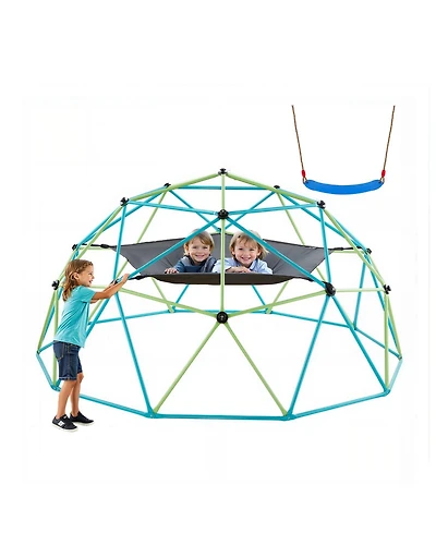 Mecale Climbing Dome, 10 ft Geometric Dome with Swing and Hammock, 1000 lb Capacity Outdoor Playground for Kids Ages 3–10
