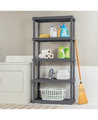 Sterilite 75.2 Inch Heavy Duty Durable 5 Shelf Ventilated Shelving Unit, 4 Pack