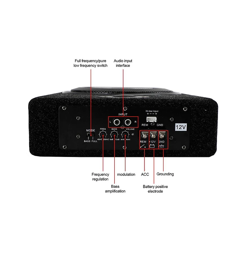 Artudatech Under-Seat Car Subwoofer with 600W Peak Power & Built-in Amplifier for Seamless Audio Upgrade