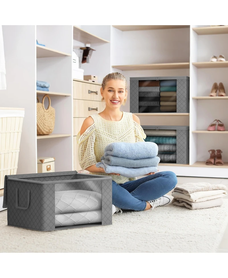 Sorbus Foldable Storage Bag Organizers, Large Clear Window & Carry Handles, Great for Clothes, Blankets and Closets