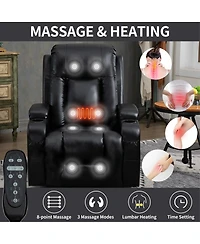 Maison Boucle Faux Leather Power Lift Recliner for Elderly with Massage & Heat, Infinite Position Chair Usb, Cup Holders, Heavy-Duty Base