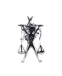 Bling Jewelry Sterling Silver Libra Zodiac & Justice Scales Pendant Necklace - Law & Balance Symbol