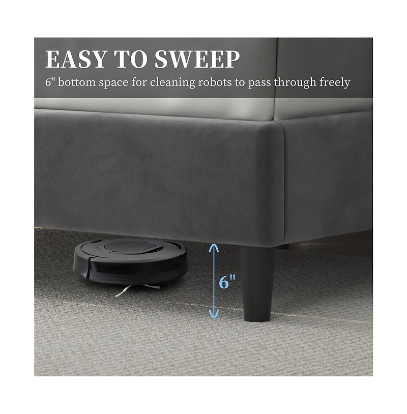 Yaheetech Upholstered Bed Frame with Wooden Slat Support