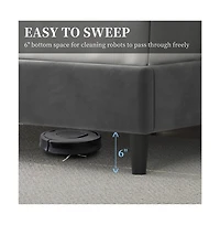 Yaheetech Upholstered Bed Frame with Wooden Slat Support