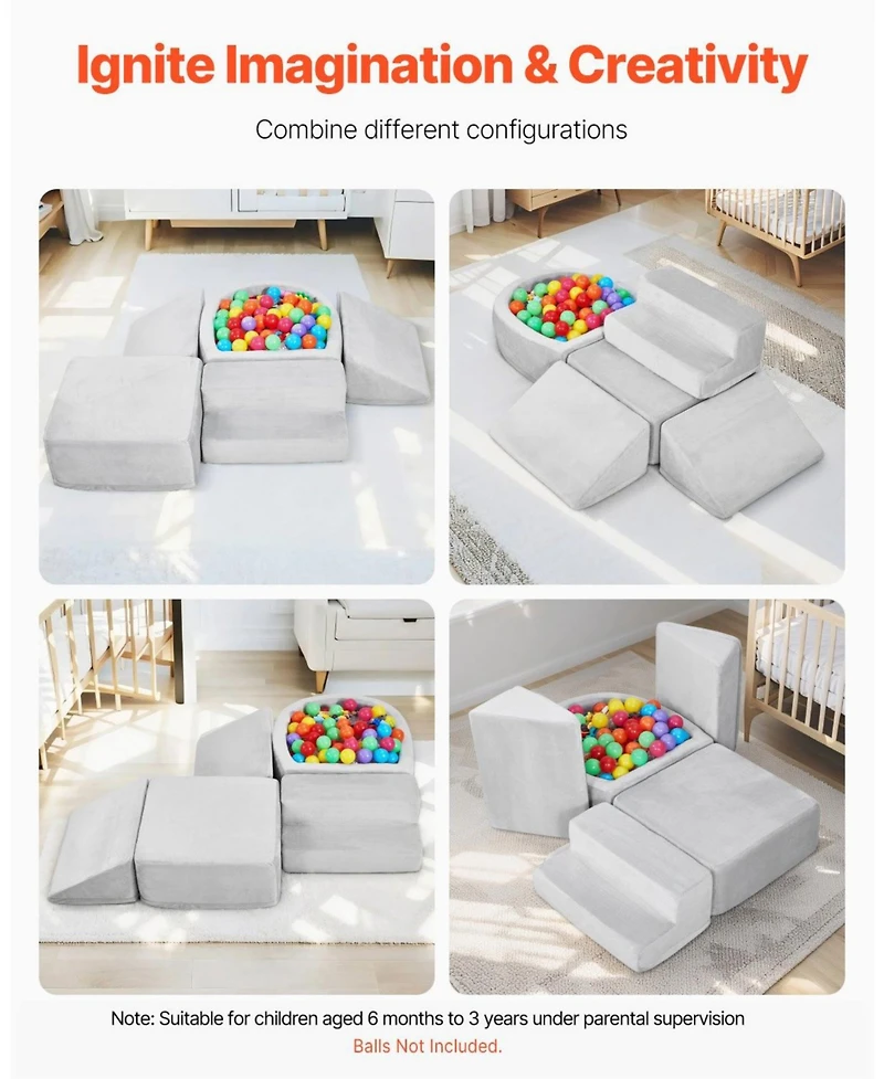 Sugift 5-Piece Foam Climbing Blocks with Ball Pit (Balls Not Included)