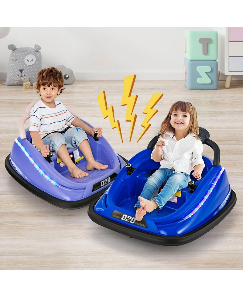 Sugift 12V Kids Bumper Car Ride on Toy with Remote Control and 360 Degree Spin Rotation-Purple