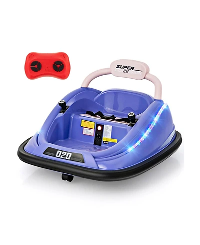 Sugift 12V Kids Bumper Car Ride on Toy with Remote Control and 360 Degree Spin Rotation-Purple