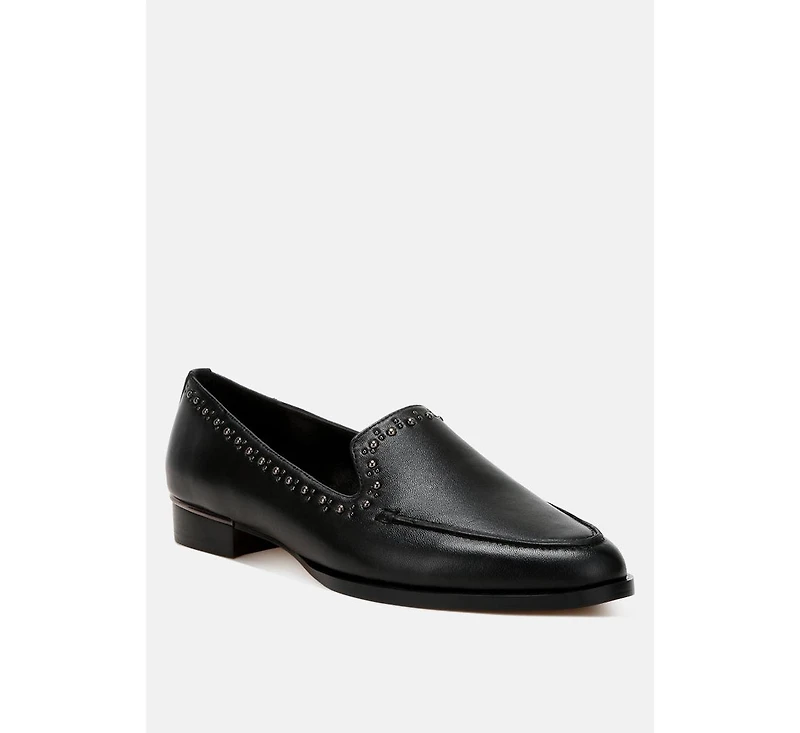 Wolferton Delicate Stud Detail Leather Loafers Women