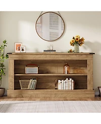 Tribesigns 63-Inch Long Console Table for Entryway, Narrow Farmhouse Sofa with Shelves