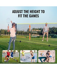 Mecale Adjustable Badminton and Volleyball Net, ft Foldable Pickleball Net with Poles, Stand and Carry Bag for Backyard Indoor Outdoor